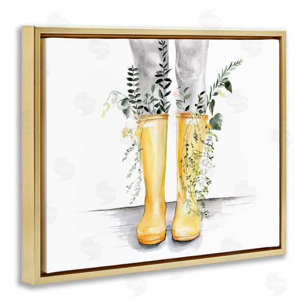 Stupell Industries Jennifer Paxton Parker | Yellow Rainboot Bouquets Chic Wildflower Foliage