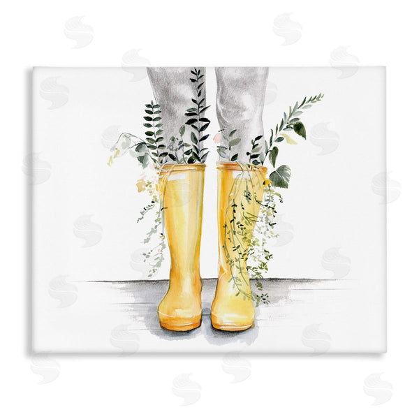stupell industries Jennifer Paxton Parker | Yellow Rainboot Bouquets Chic Wildflower Foliage