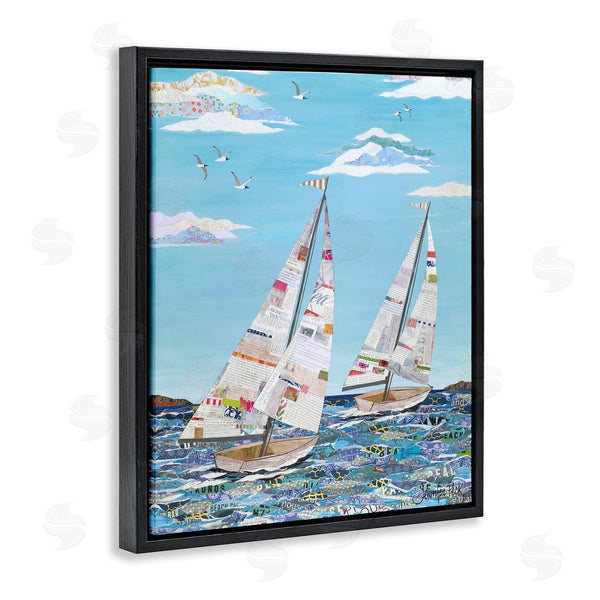 Stupell Industries Jennifer Peck | Collaged Sailboat Pair Wall Art