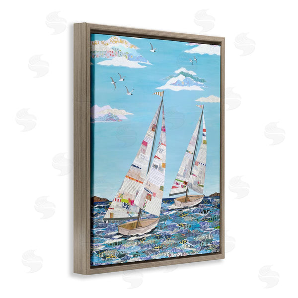 Stupell Industries Jennifer Peck | Collaged Sailboat Pair Wall Art