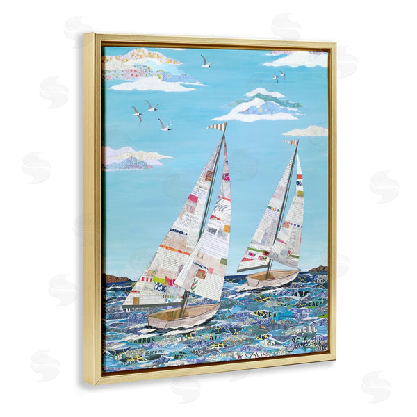 Stupell Industries Jennifer Peck | Collaged Sailboat Pair Wall Art