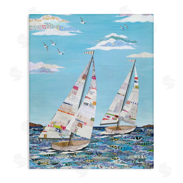 stupell industries Jennifer Peck | Collaged Sailboat Pair Wall Art