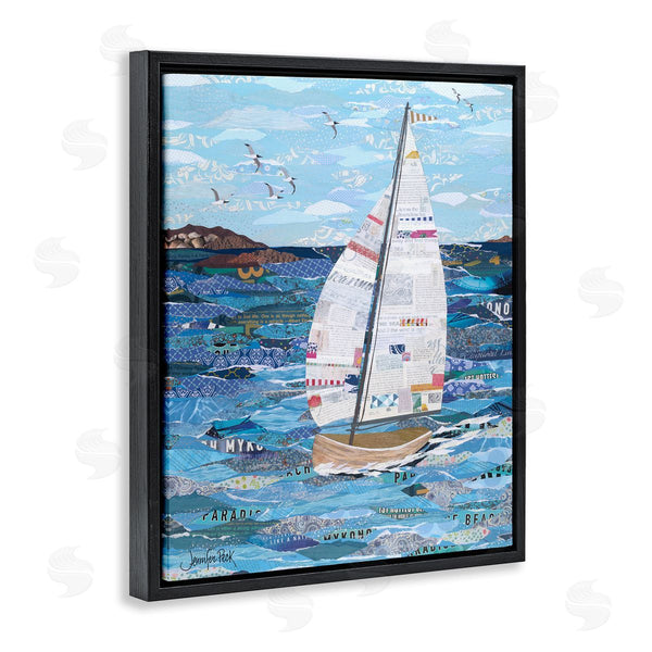 Stupell Industries Jennifer Peck | Collaged Sailboat Scene Wall Art