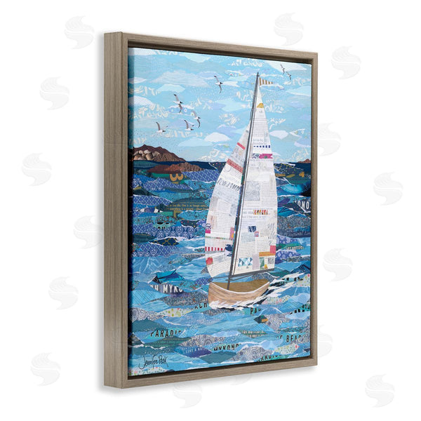 Stupell Industries Jennifer Peck | Collaged Sailboat Scene Wall Art