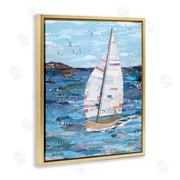 Stupell Industries Jennifer Peck | Collaged Sailboat Scene Wall Art