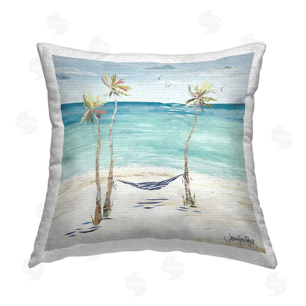 Stupell Industries Jennifer Peck | Hammock & Three Palms Printed Throw Pillow
