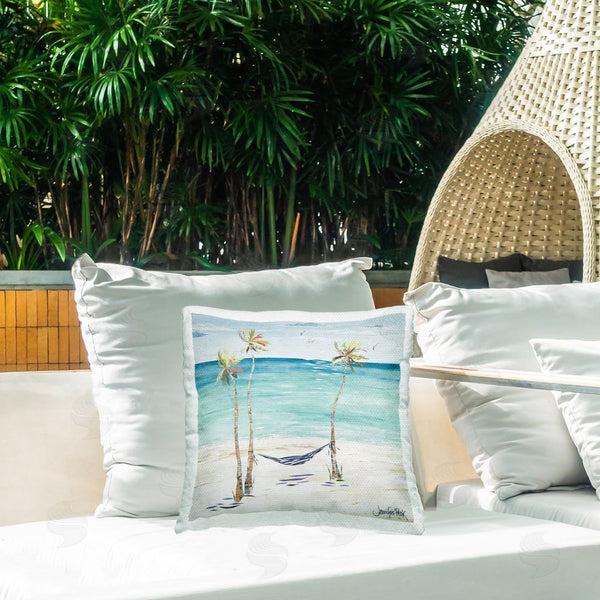 Stupell Industries Jennifer Peck | Hammock & Three Palms Printed Throw Pillow