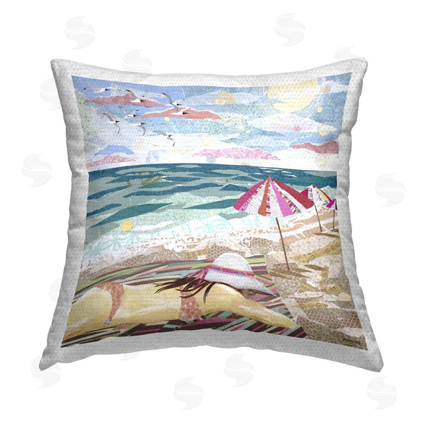 Stupell Industries Jennifer Peck | My Happy Place Collaged Printed Throw Pillow
