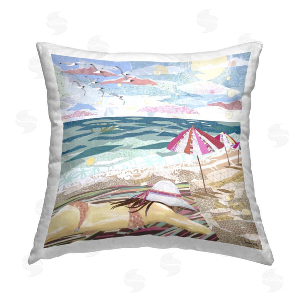 stupell industries Jennifer Peck | My Happy Place Collaged Printed Throw Pillow