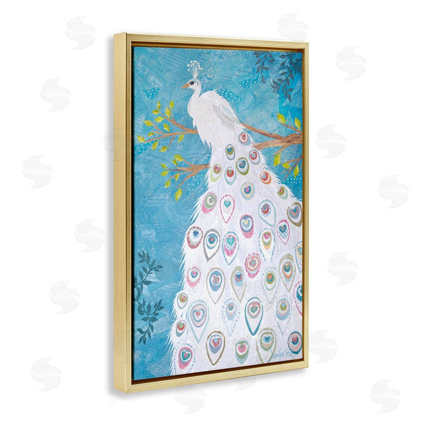 Stupell Industries Jennifer Peck | White Patterned Peacock