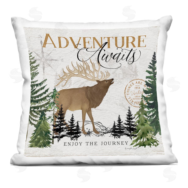 stupell industries Jennifer Pugh | Adventure Awaits Ivory Pines Printed Throw Pillow