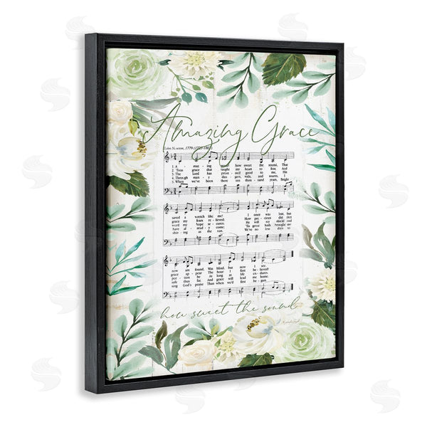 Stupell Industries Jennifer Pugh | Amazing Grace Green Floral Sheet Music