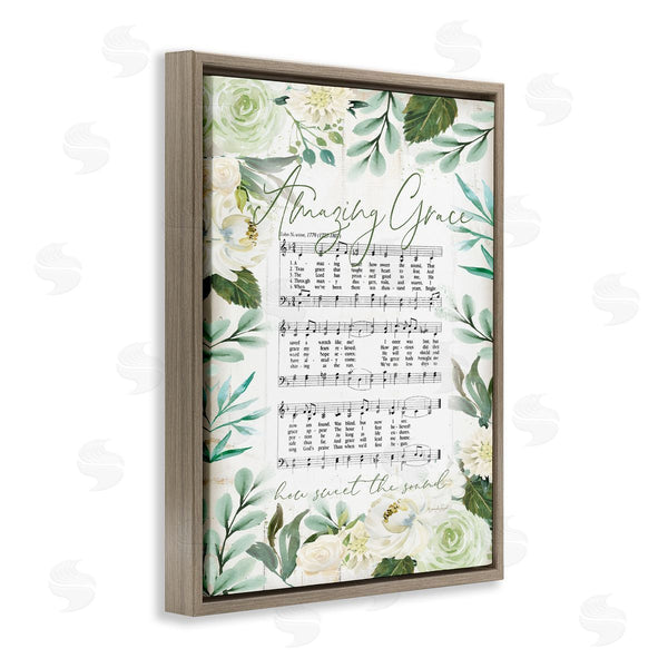 Stupell Industries Jennifer Pugh | Amazing Grace Green Floral Sheet Music