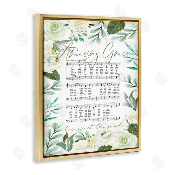 Stupell Industries Jennifer Pugh | Amazing Grace Green Floral Sheet Music
