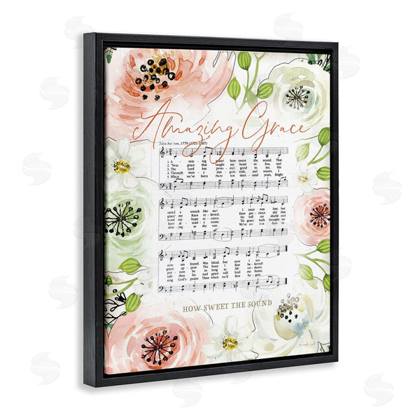 Stupell Industries Jennifer Pugh | Amazing Grace Pink Floral Sheet Music