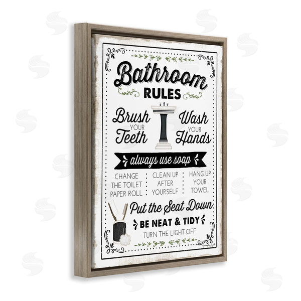 Stupell Industries Jennifer Pugh | Bathroom Rules Vintage List Wall Art