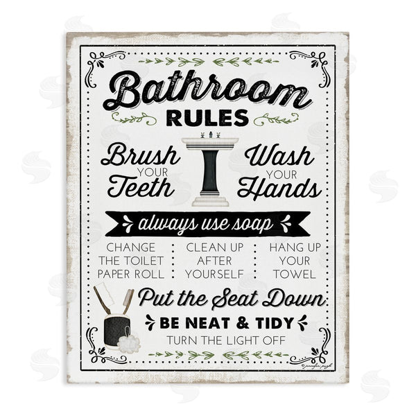 stupell industries Jennifer Pugh | Bathroom Rules Vintage List Wall Art