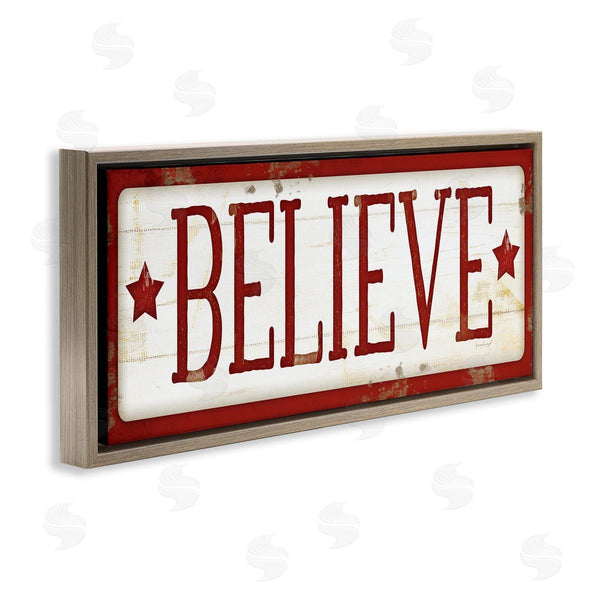 Stupell Industries Jennifer Pugh | Believe Red Christmas Phrase