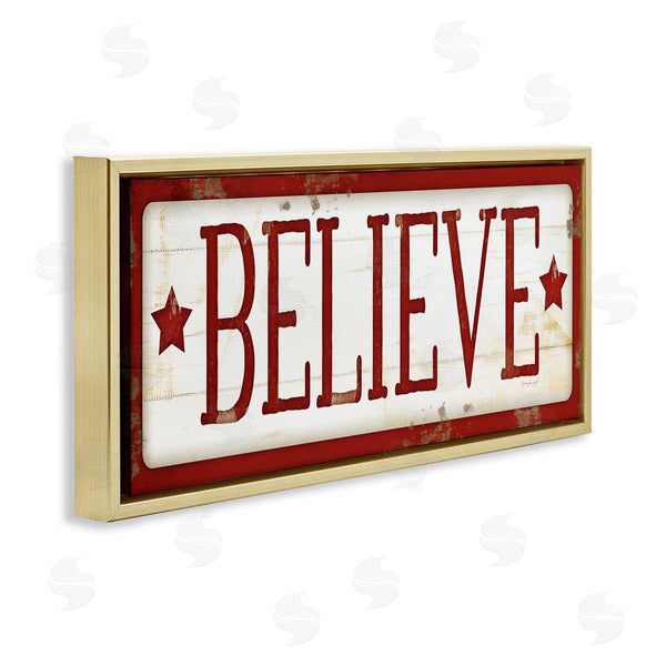 Stupell Industries Jennifer Pugh | Believe Red Christmas Phrase