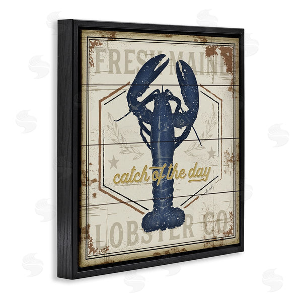Stupell Industries Jennifer Pugh | Catch Of The Day Vintage Blue Lobster Plank Pattern Wall Art