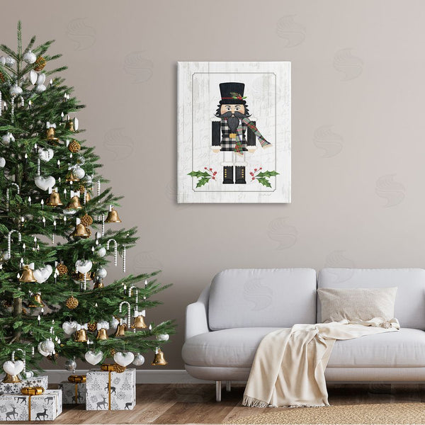 Stupell Industries Jennifer Pugh | Christmas Holly Nutcracker Winter Plaid Coat Wall Art