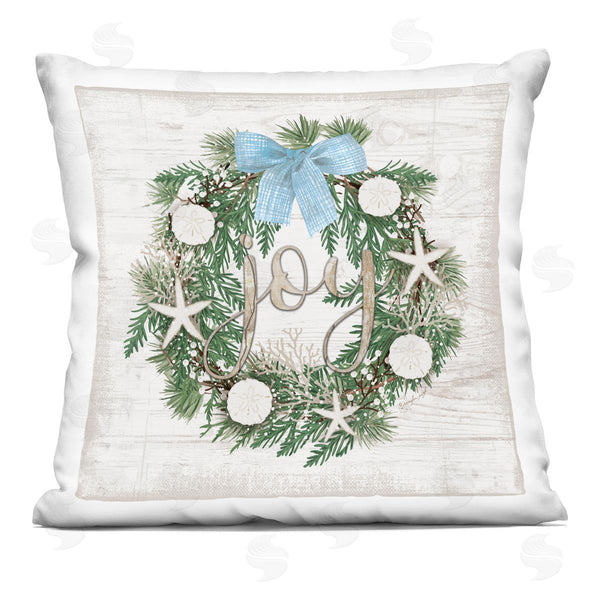 stupell industries Jennifer Pugh | Coastal Christmas Joy Wreath Printed Throw Pillow