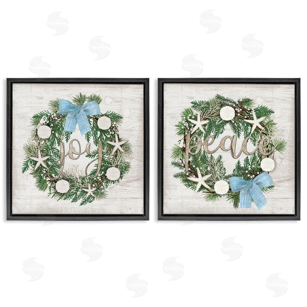 Stupell Industries Jennifer Pugh | Coastal Peace & Joy Wreaths