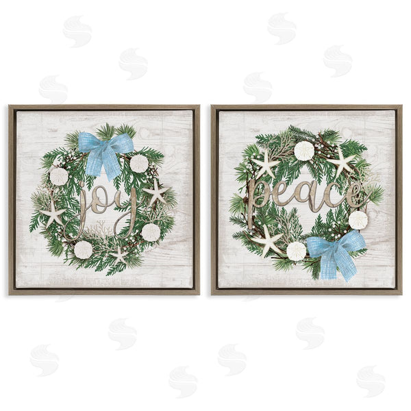 Stupell Industries Jennifer Pugh | Coastal Peace & Joy Wreaths