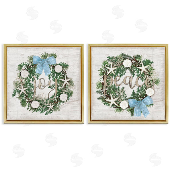 Stupell Industries Jennifer Pugh | Coastal Peace & Joy Wreaths
