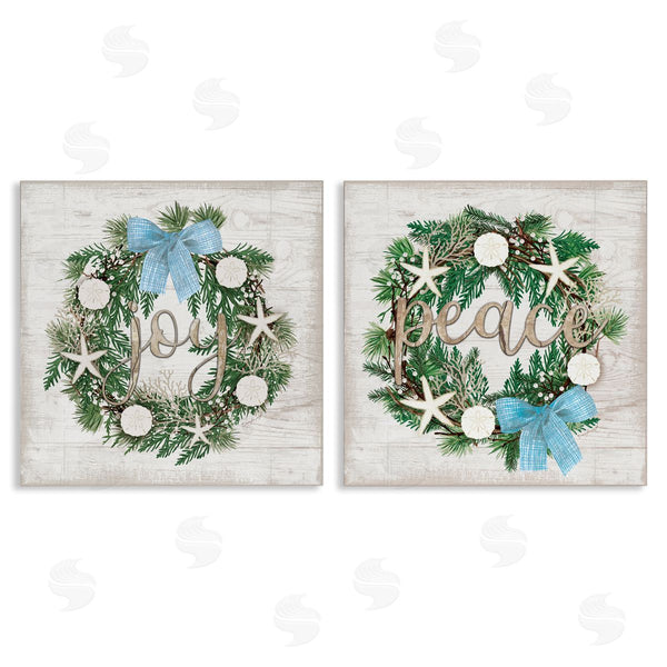 stupell industries Jennifer Pugh | Coastal Peace & Joy Wreaths