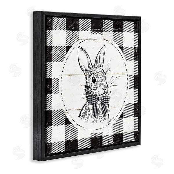 Stupell Industries Jennifer Pugh | Detailed Easter Bunny Drawing Spring Plaid Border Wall Art