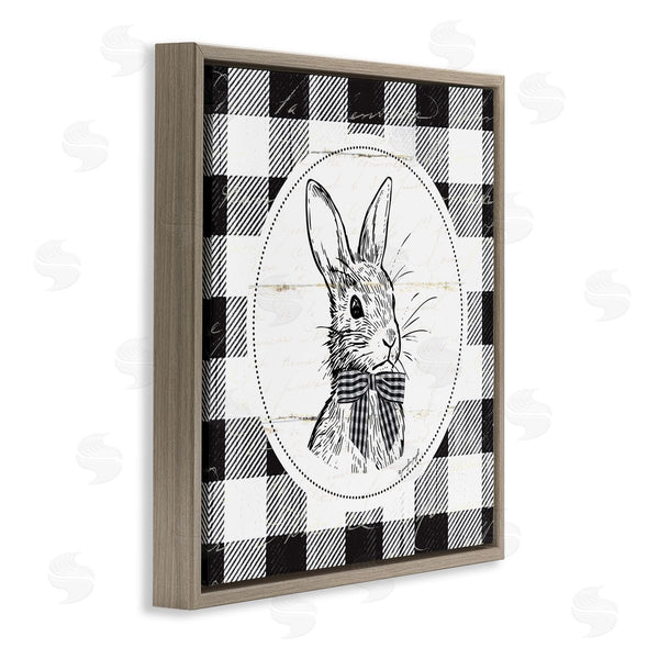 Stupell Industries Jennifer Pugh | Detailed Easter Bunny Drawing Spring Plaid Border Wall Art