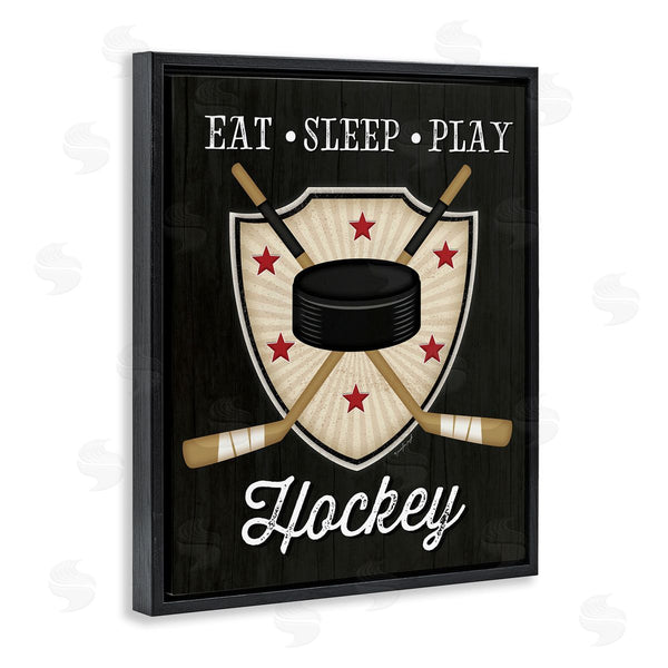 Stupell Industries Jennifer Pugh | Eat Sleep Play Hockey Phrase Crossed Sticks Puck Wall Art