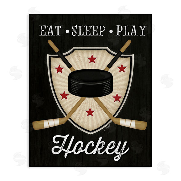 stupell industries Jennifer Pugh | Eat Sleep Play Hockey Phrase Crossed Sticks Puck Wall Art