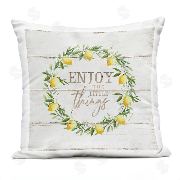 Stupell Industries Jennifer Pugh | Enjoy Little Things Rustic Country Lemon Wreath Printed Throw Pillow