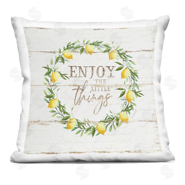 stupell industries Jennifer Pugh | Enjoy Little Things Rustic Country Lemon Wreath Printed Throw Pillow