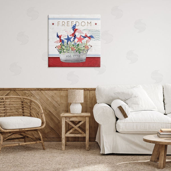 Stupell Industries Jennifer Pugh | Freedom Americana Floral Pinwheels Wall Art