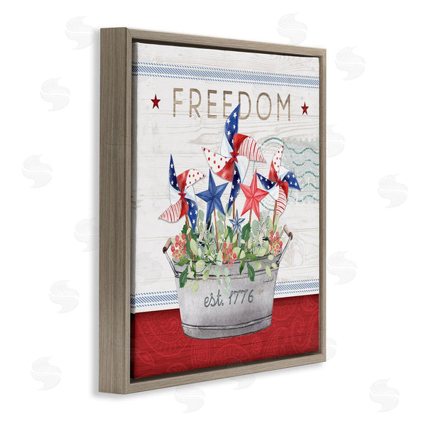 Stupell Industries Jennifer Pugh | Freedom Americana Floral Pinwheels Wall Art