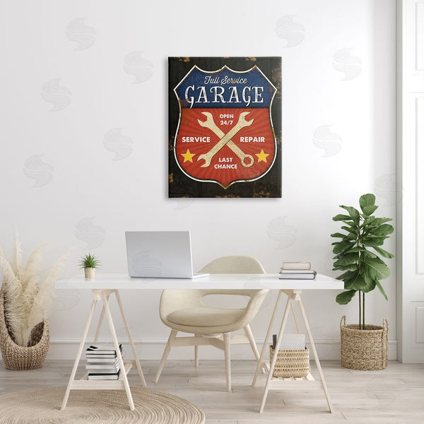 Stupell Industries Jennifer Pugh | Full Service Garage Sign Rustic Americana Highway Symbol Wall Art