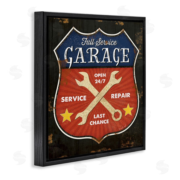 Stupell Industries Jennifer Pugh | Full Service Garage Sign Rustic Americana Highway Symbol Wall Art