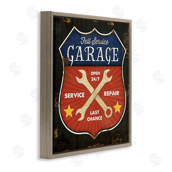 Stupell Industries Jennifer Pugh | Full Service Garage Sign Rustic Americana Highway Symbol Wall Art