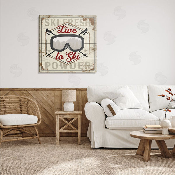 Stupell Industries Jennifer Pugh | Live To Ski Sport Goggles Fresh Powder Wall Art