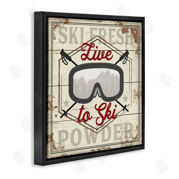 Stupell Industries Jennifer Pugh | Live To Ski Sport Goggles Fresh Powder Wall Art