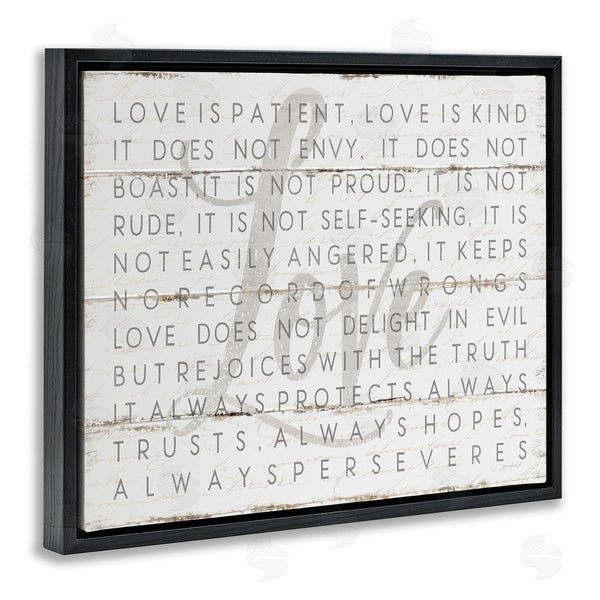 Stupell Industries Jennifer Pugh | Love Is Patient Grey On White Planked Look