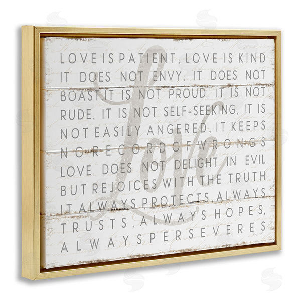 Stupell Industries Jennifer Pugh | Love Is Patient Grey On White Planked Look