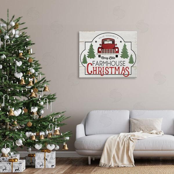 Stupell Industries Jennifer Pugh | Merry Little Farmhouse Christmas Red Truck Tree Forest Wall Art
