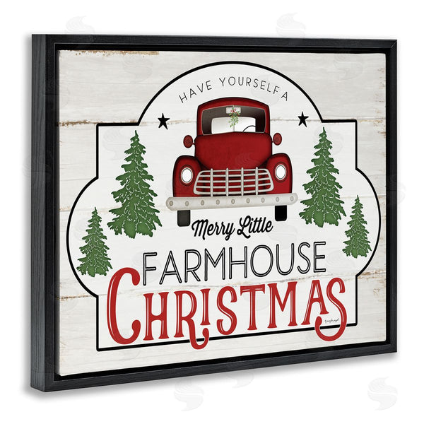 Stupell Industries Jennifer Pugh | Merry Little Farmhouse Christmas Red Truck Tree Forest Wall Art