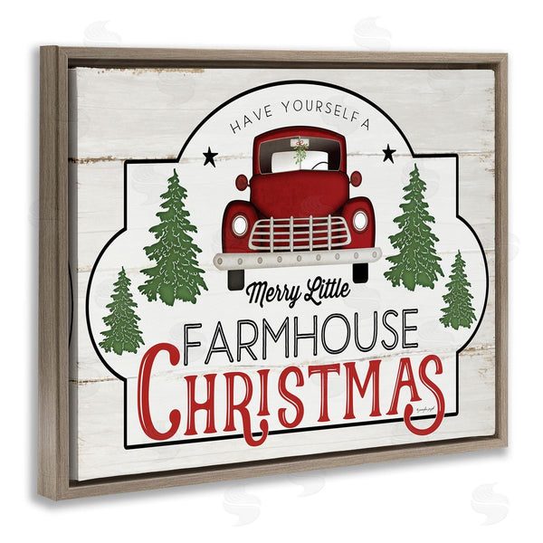 Stupell Industries Jennifer Pugh | Merry Little Farmhouse Christmas Red Truck Tree Forest Wall Art