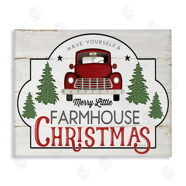 stupell industries Jennifer Pugh | Merry Little Farmhouse Christmas Red Truck Tree Forest Wall Art