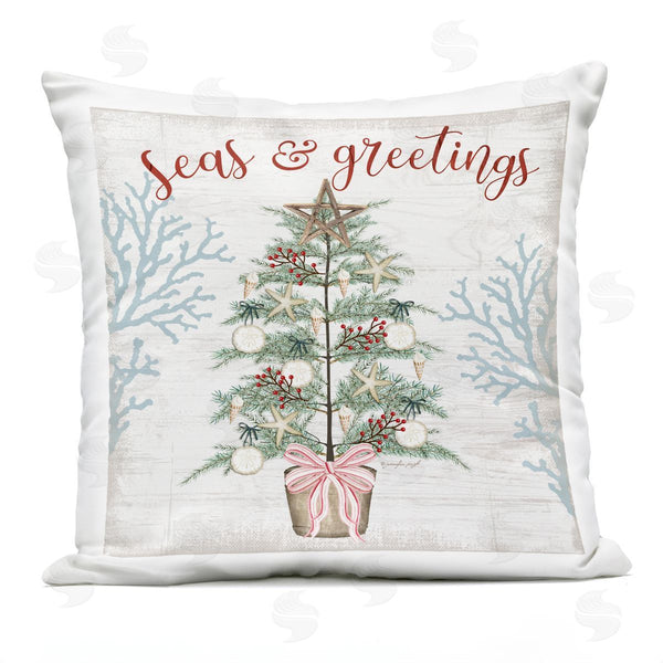 Stupell Industries Jennifer Pugh | Seas & Greetings Coastal Tree Printed Throw Pillow